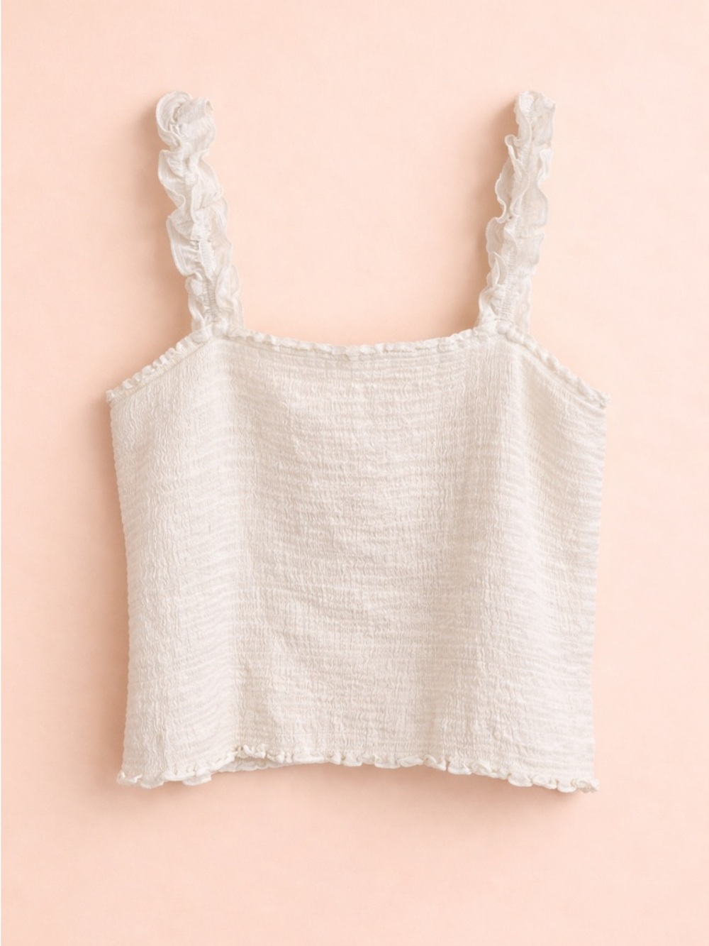 AERIE SMOCKED RUFFLE CROP TOP